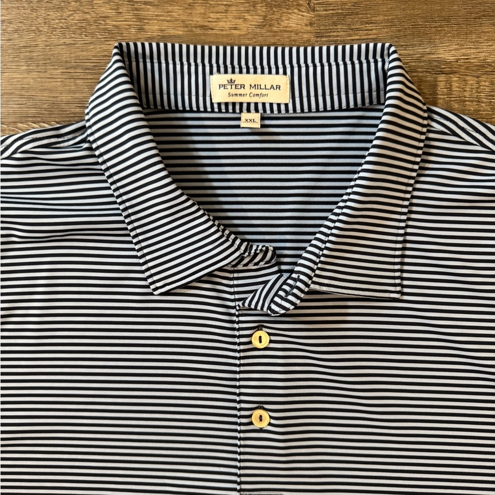 Peter Millar Polo Golf Summer Comfort Stripped Men's Shirt Size XXL